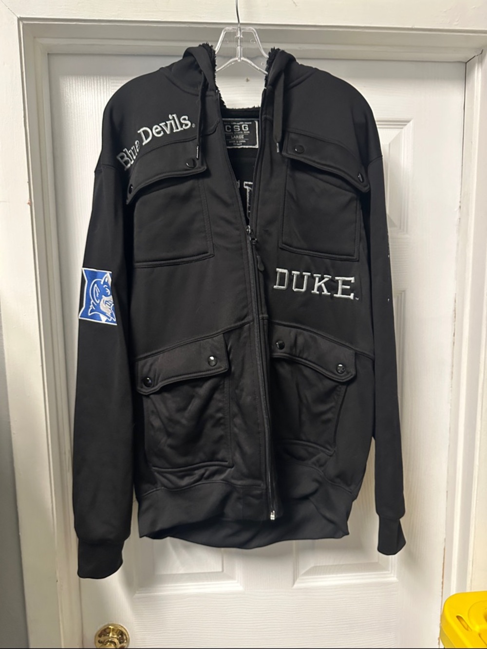 Duke Black Hooded Jacket with Front Pockets